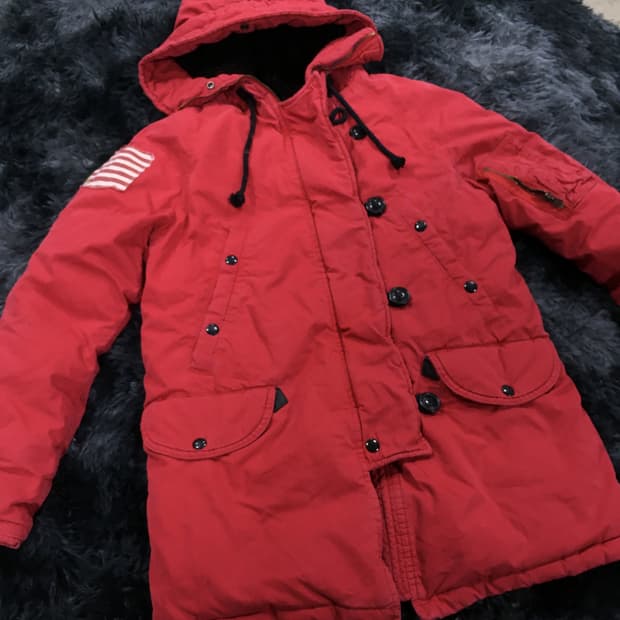 투티/0182 데님 앤 서플라이 랄프로렌 레드 패딩 퍼모자  N3B