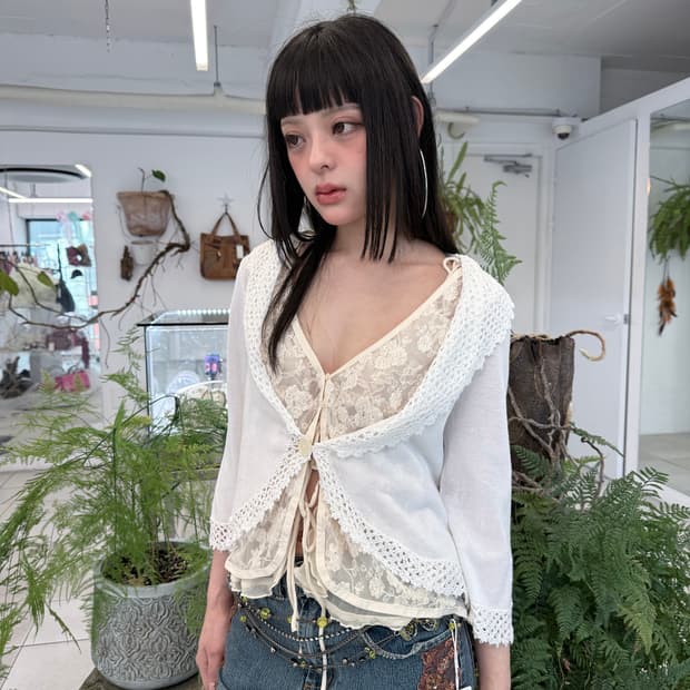 crochet trim cardigan