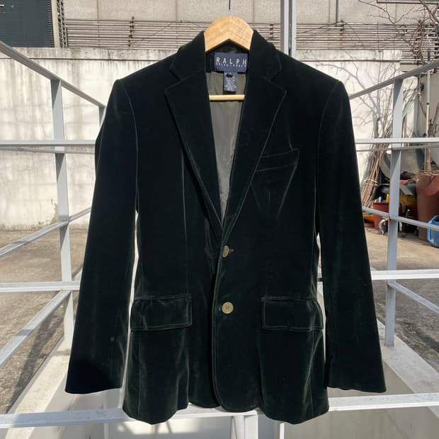 랄프로렌 벨벳 테일러드 블레이저 (다크그린)