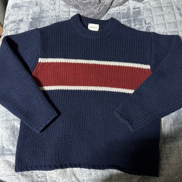 [3] 카키스 스트라이프 빅 보더 니트