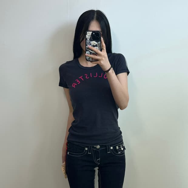 홀리스터 y2k 와투케 네이비 반팔 티셔츠