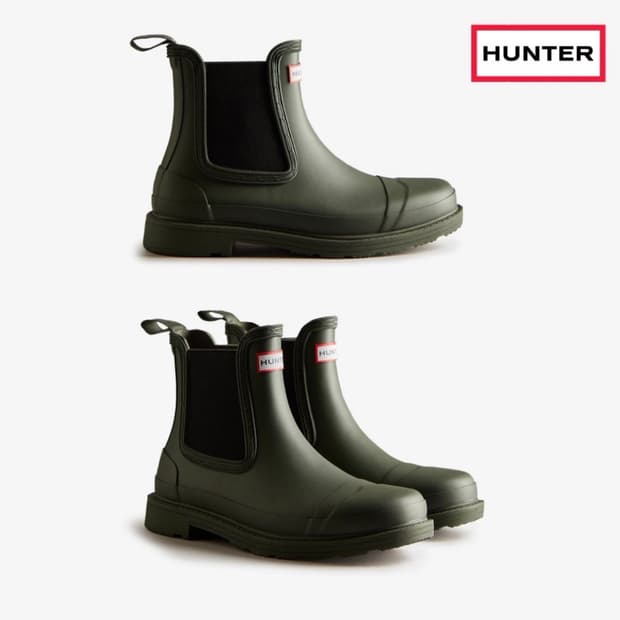 헌터 코만도 첼시 부츠 다크올리브 그린