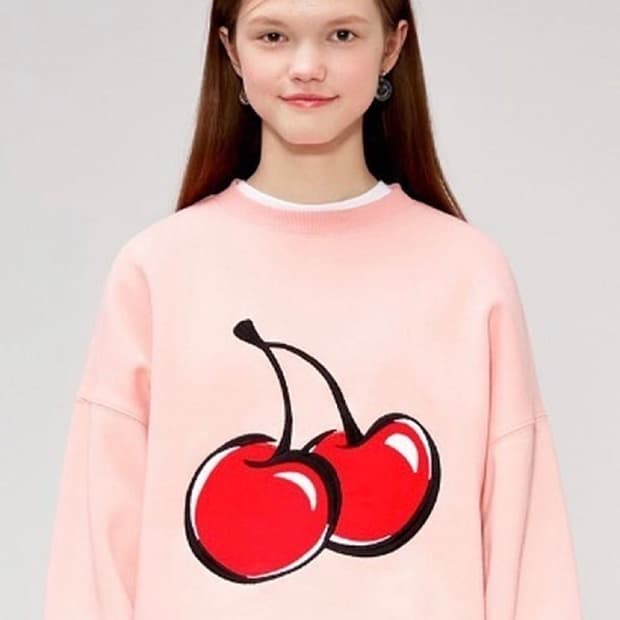 키르시 빅체리 맨투맨 피치 핑크