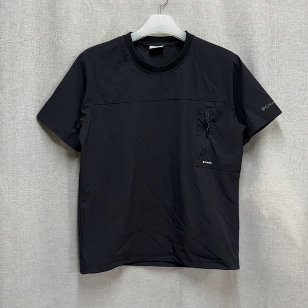 [M] 컬럼비아 기능성 블랙 반팔 라운드 티셔츠 포켓