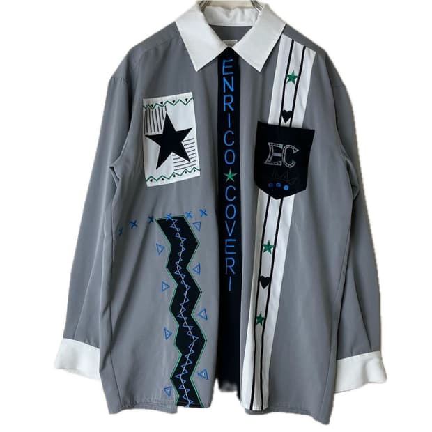 Italy label art patch dress shirt
