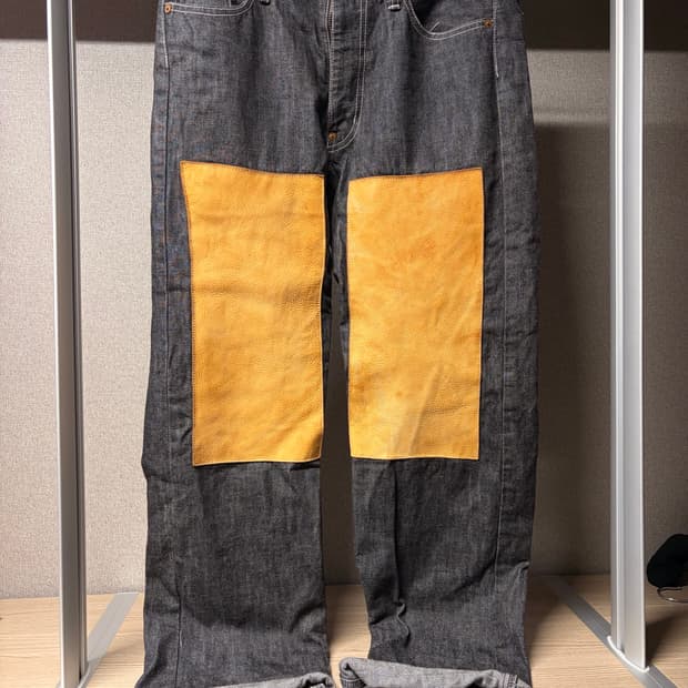 빈티지 가죽 패치 데님