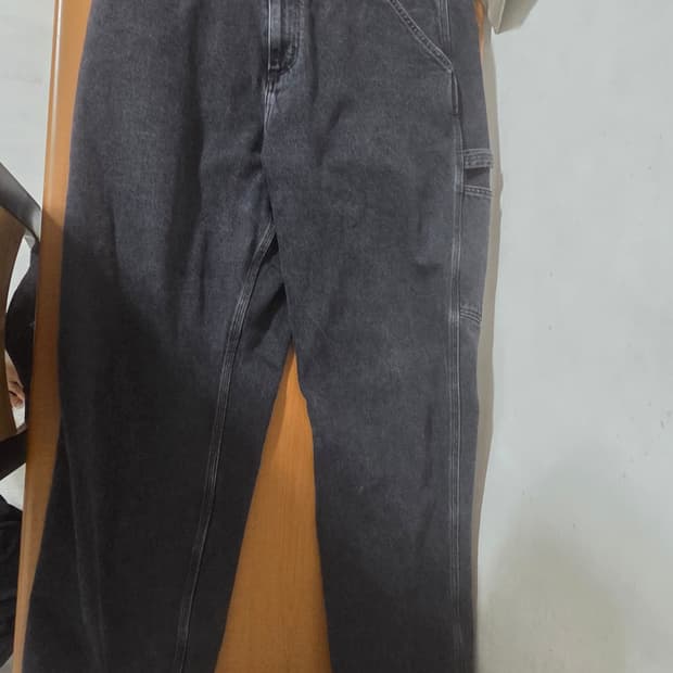 칼하트WIP 싱글 니 팬츠 스미스 블랙 스톤 워시드