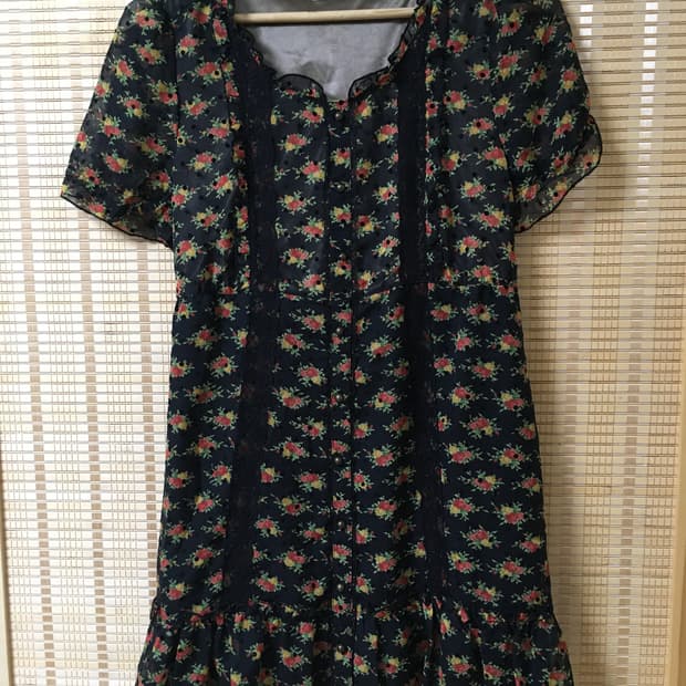 일본 빈티지 도트 플라워 원피스