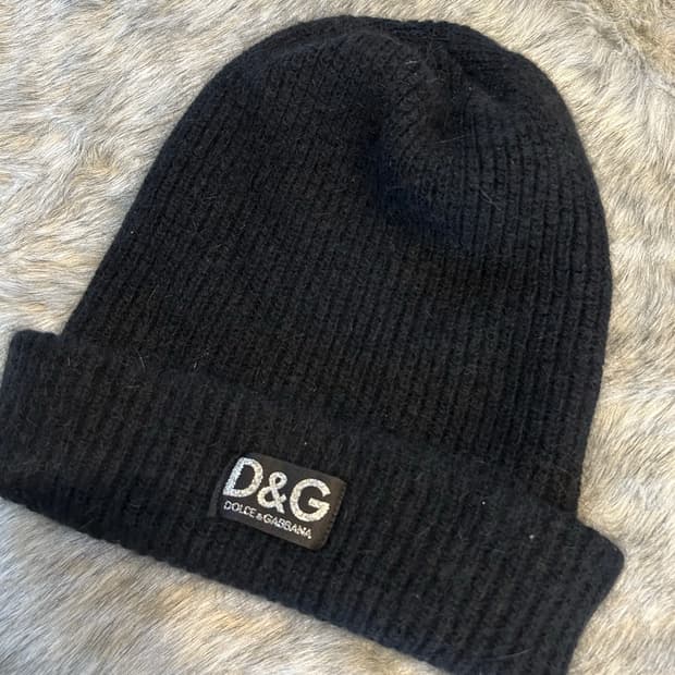 DOLCE&GABBANA 블랙 울/앙고라 혼방 로고 비니