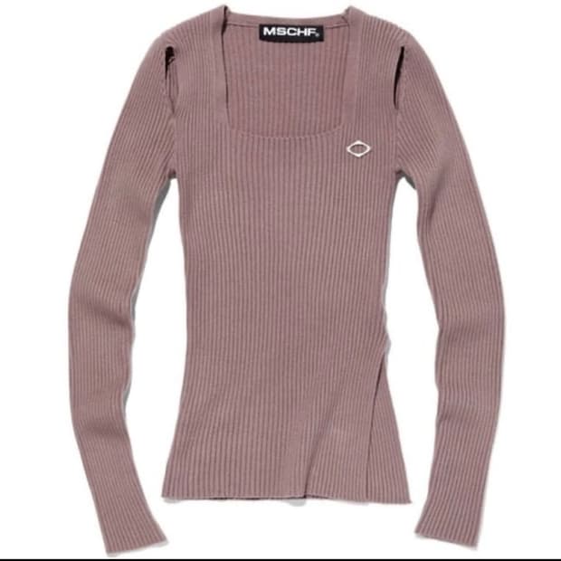 미스치프 스퀘어 넥 니트 탑 로즈 브라운 판매합니다. 