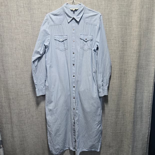 써스데이 아일랜드 데님 롱 셔츠 원피스 