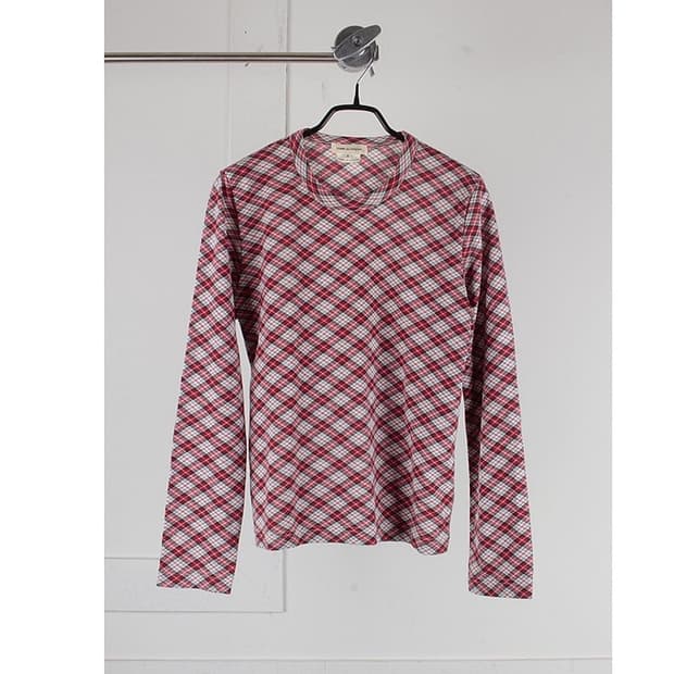 05 꼼데가르송 체크 슬림 티셔츠