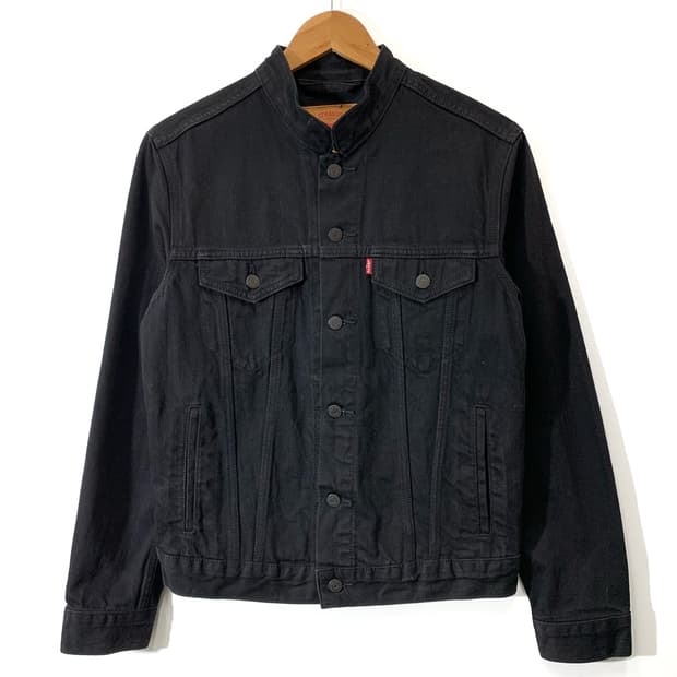 리바이스 스탠드카라 흑청 트러커 데님 자켓
