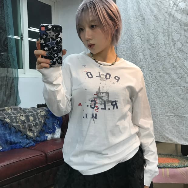 폴로 랄프로렌 여성 프린팅 롱슬리브 긴팔 티 