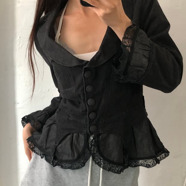 Moschino Jeans 모스키노진스 흑청 컬러 레이스 블레이저 자켓