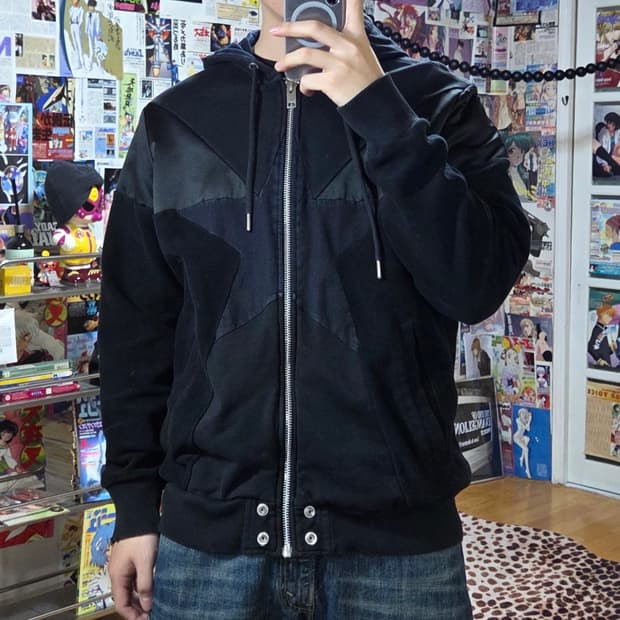 디젤 스타 배색 후드 집업