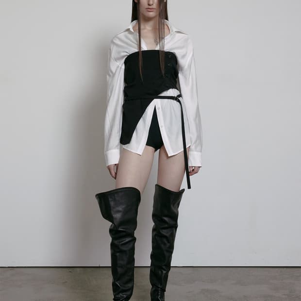 보헤미안서울 WAIST STRAP LOOSE-FIT SHIRT, WHIT