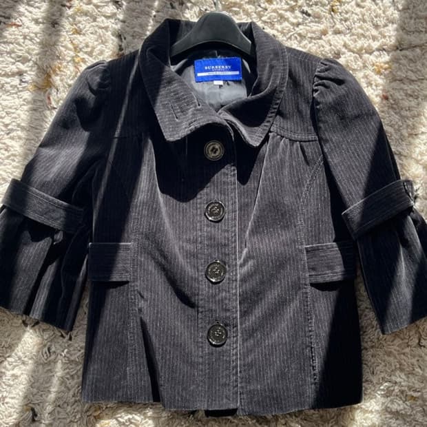 버버리 블루 라벨 코듀로이 테일러드 자켓 블랙 38