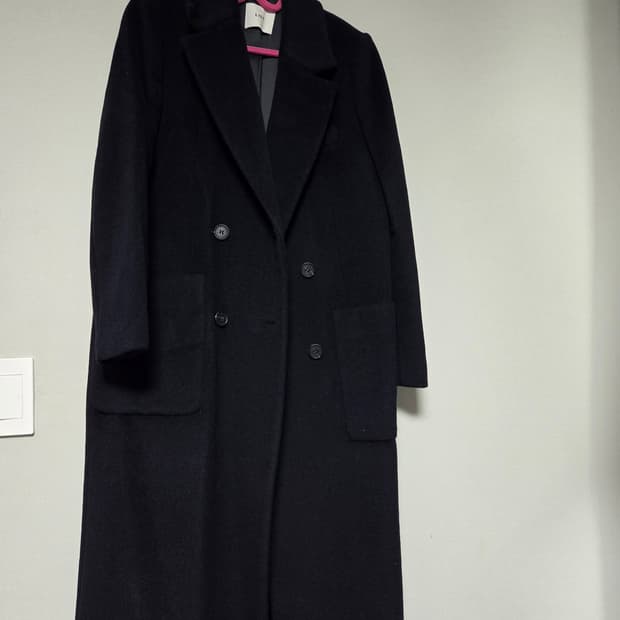리스트 블랙 더블 롱 코트 55