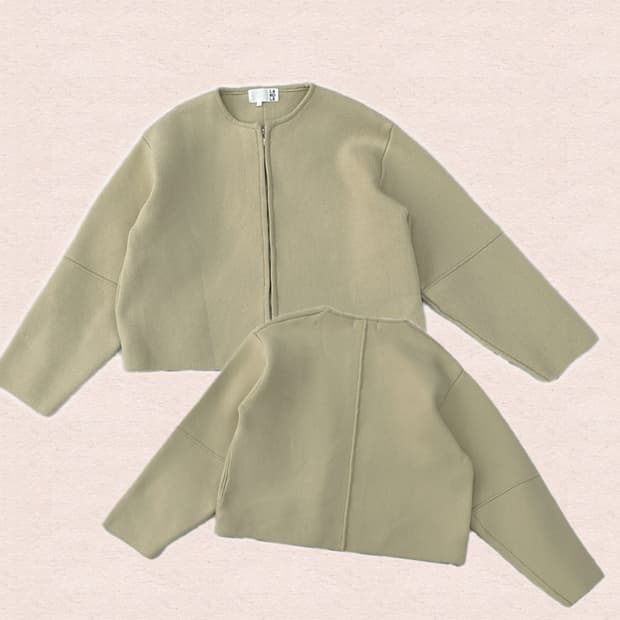 LAKOLE 베이지 니트 아우터 자켓 가을 그런지 히피 크롭 