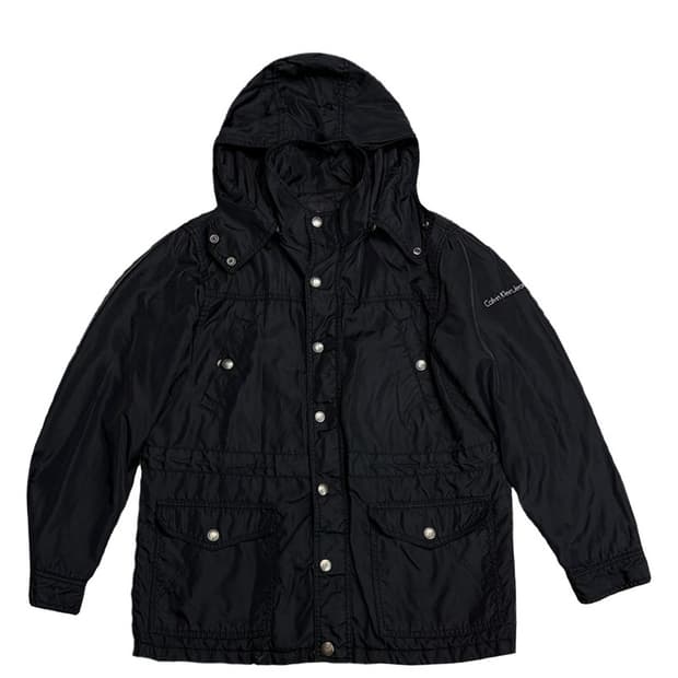 CALVIN KLEIN 블랙 후드 바람막이 자켓 L