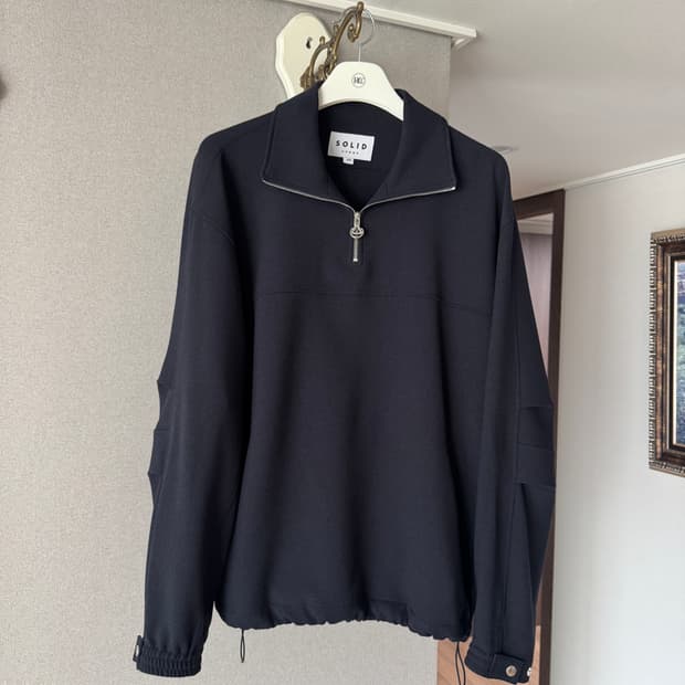 솔리드옴므 오버핏 쉘파카 반집업 맨투맨 48사이즈 판매