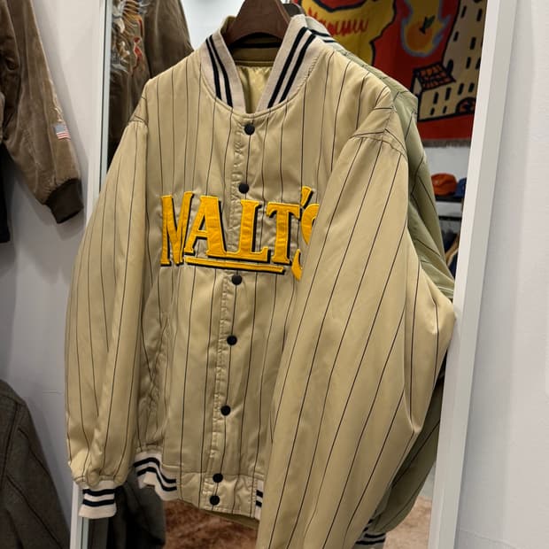 Vtg 빈티지 리버서블 스타디움 새틴 자켓