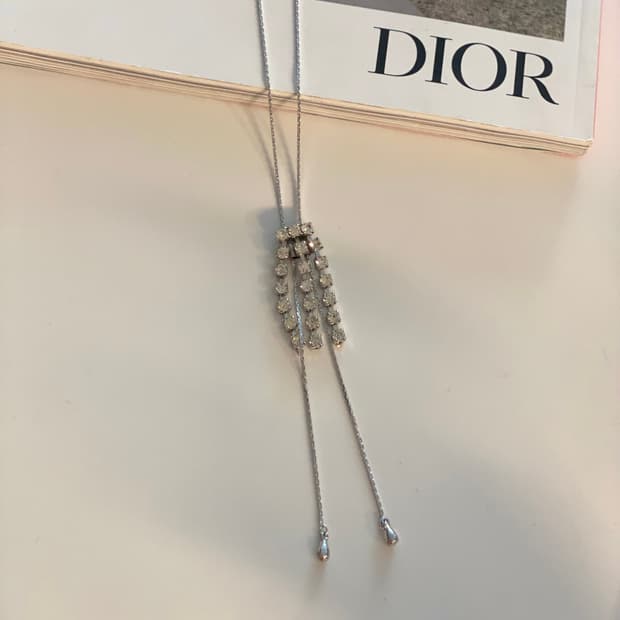 빈티지 큐빅 타이형 목걸이