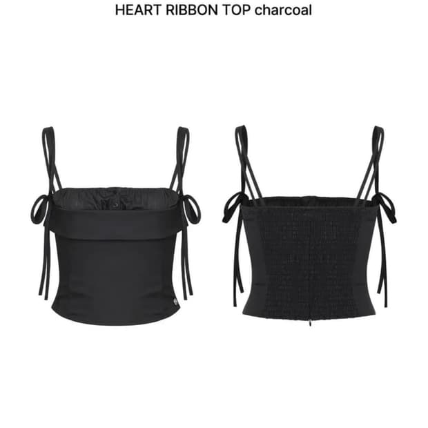페인오어플레져 하트 리본 탑 차콜