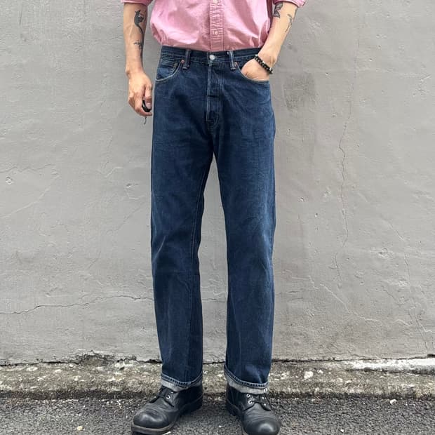 일본 제라도 10주년 노벨 클래식 로우 셀비지 데님 팬츠 zzz