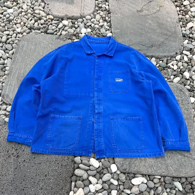 OLD VINTAGE WASHING BLUE SNCF 프렌치워크자켓