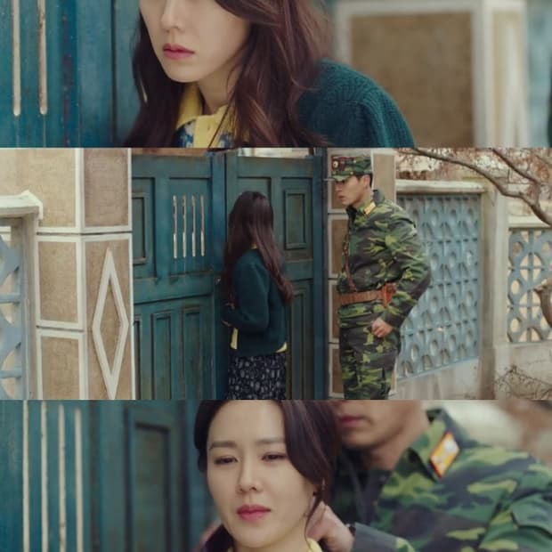 듀엘 큐빅 단추 소매 퍼프 앙고라 니트