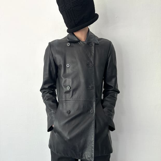 DKNY 나폴레옹 램스킨 레더 하프자켓