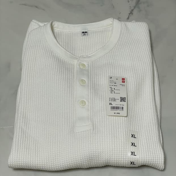 [XL]유니클로 와플 헨리넥 오프화이트