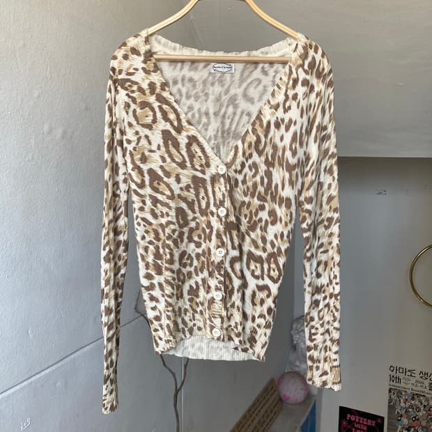 soft touch 레이어드 호피 가디건