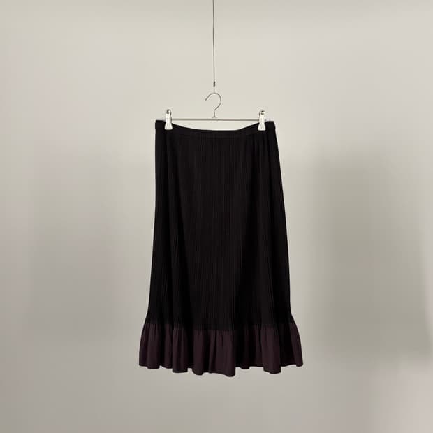 Shirring Hem Pleats Skirt