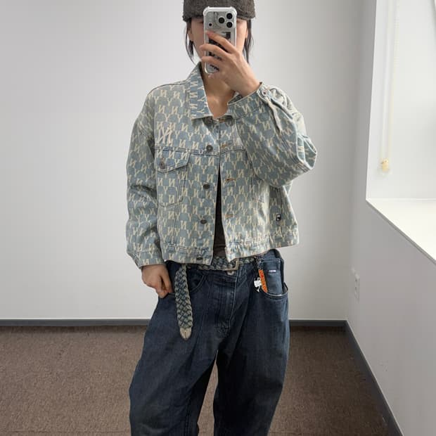 Mlb 엠엘비 ny 모노그램 데님 자켓 