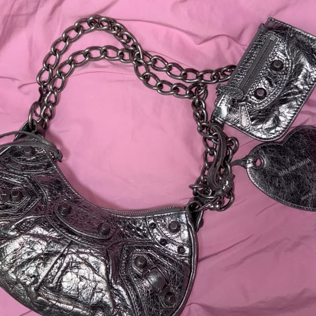 발렌시아가 실버 르카골 체인백 S