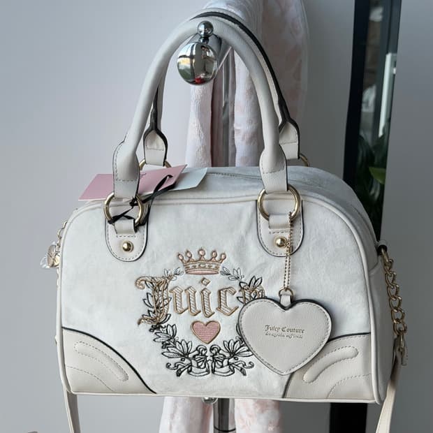 쥬시꾸뛰르 대장템 아이보리 벨벳 핸드백 크로스백 2way