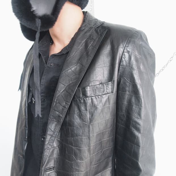 90’s men’s tenoras 크로코 레더 블레이져