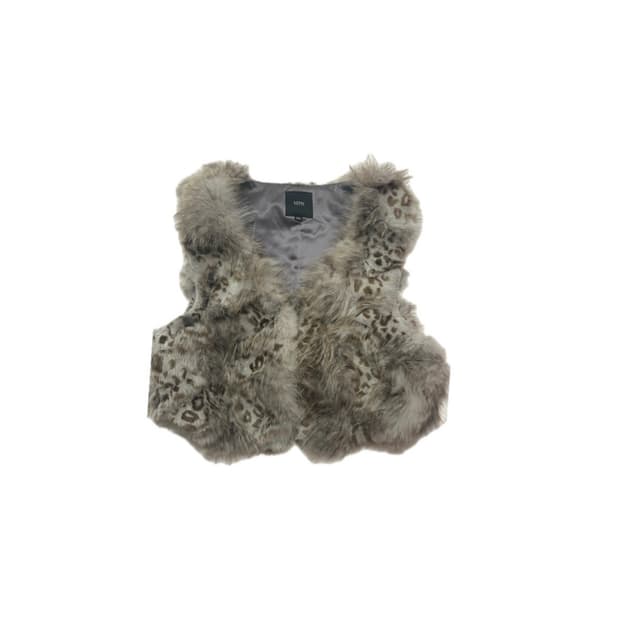 빈티지) 갸루 모카 뮤트 브라운 호피 퍼 베스트