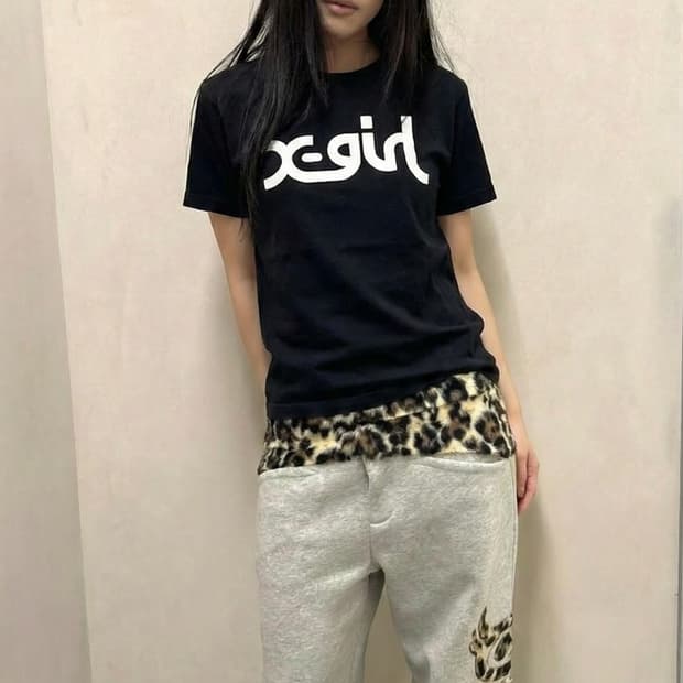 X-Girl 스타포인트 나염 반팔티셔츠