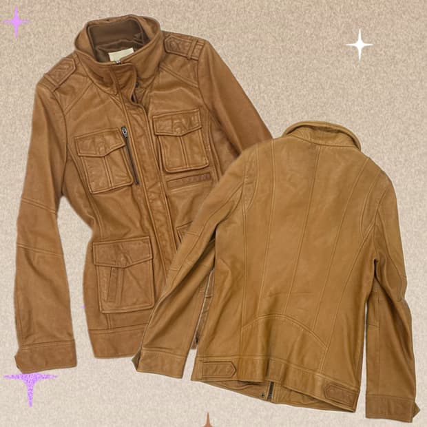 Beyond Closet 카멜 브라운 램스킨 100% 레더 가죽자켓 