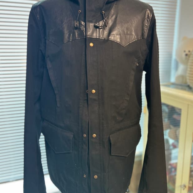 VISVIM 올드비즈빔 올블랙 하드리안 소가죽믹스 고어텍스 자켓  XL