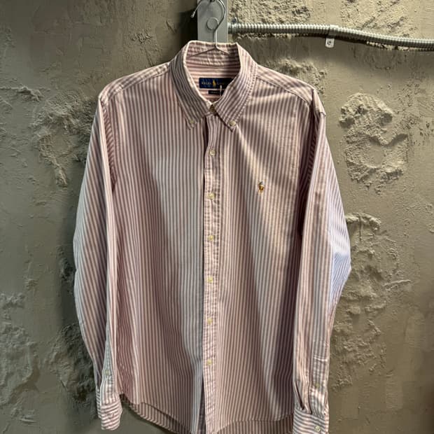 폴로 랄프로렌 클래식핏 스트라이프 버튼다운 셔츠 퍼플 M