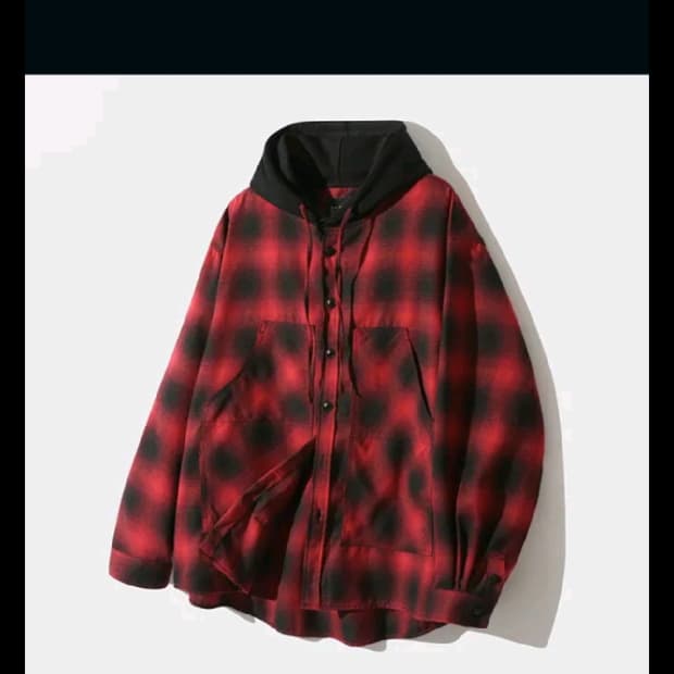 디미트리블랙 더블니 타탄 체크 후드 셔츠_레드 x