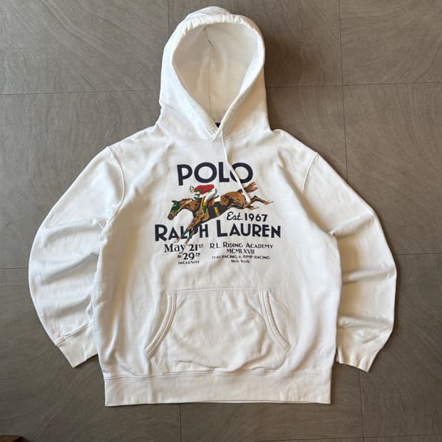폴로 정품 화이트 라이딩 아카데미 후드티 후드