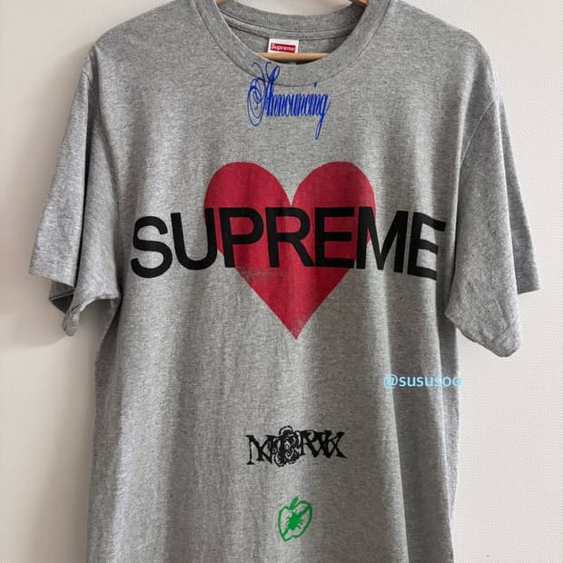 Supreme 슈프림 어나운싱 하트 반팔 티셔츠 M 그레이 (25SS)