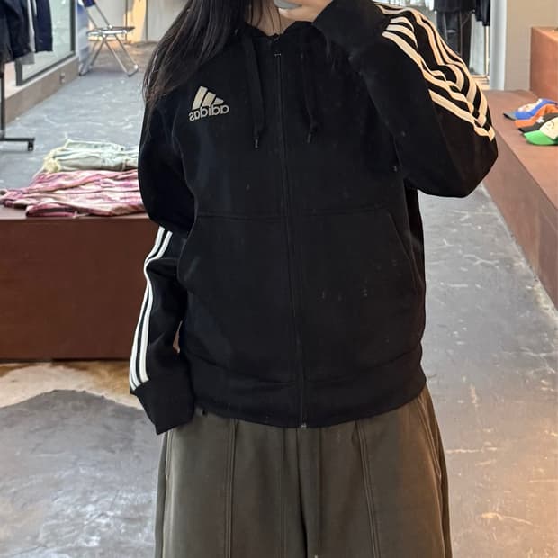 아디다스 로고 후드 져지 자켓 H3295