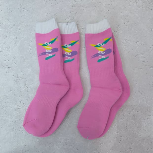일본제 핑크 스키 캐릭터 겨울 양말 2족